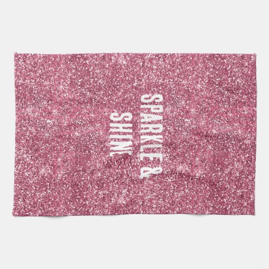 Roze Faux Glitter Theedoek (Horizontaal)
