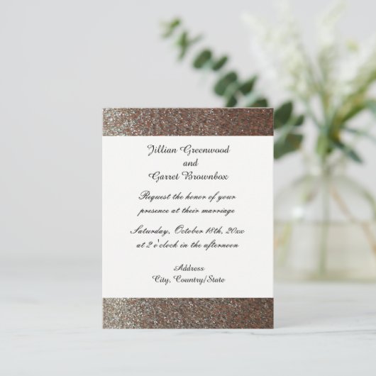 Roze faux Glitter Wedding Kaart (Staand voorkant)