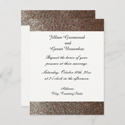 Roze faux Glitter Wedding Kaart (Voorkant / Achterkant)
