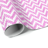 Roze faux Glitter & White Ikat Chevron Cadeaupapier (Rol Hoek)