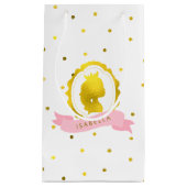 Roze Faux Gold Cameo en Confetti Stippen Klein Cadeauzakje (Voorkant)