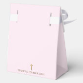 Roze Faux Gold cross Script Baptisme Favor Box Bedankdoosjes (Achterkant)