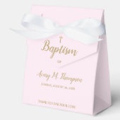Roze Faux Gold cross Script Baptisme Favor Box Bedankdoosjes (Voorkant)