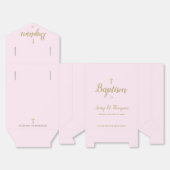 Roze Faux Gold cross Script Baptisme Favor Box Bedankdoosjes (Ongevouwen)
