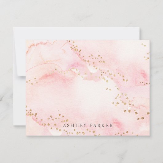  roze faux Gold Glitter Personal Stationery Bedankkaart (Voorkant)