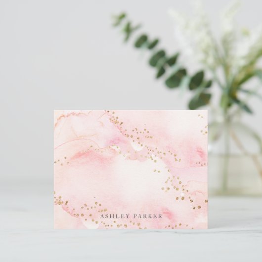  roze faux Gold Glitter Personal Stationery Bedankkaart (Staand voorkant)