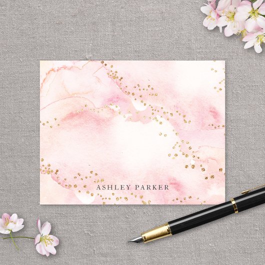  roze faux Gold Glitter Personal Stationery Bedankkaart