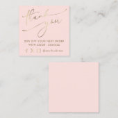 roze faux goud bedankt script vierkante visitekaartje (Voorkant / Achterkant)