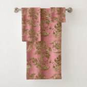 Roze Faux Gouden Fluweel Elegante Badkamer Bad Handdoek (Insitu)