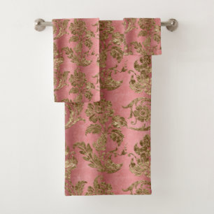 Roze Faux Gouden Fluweel Elegante Badkamer Bad Handdoek