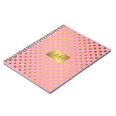 Roze Faux Gouden Folie Polka Dots Monogrammed Notitieboek (Linkerzijde)