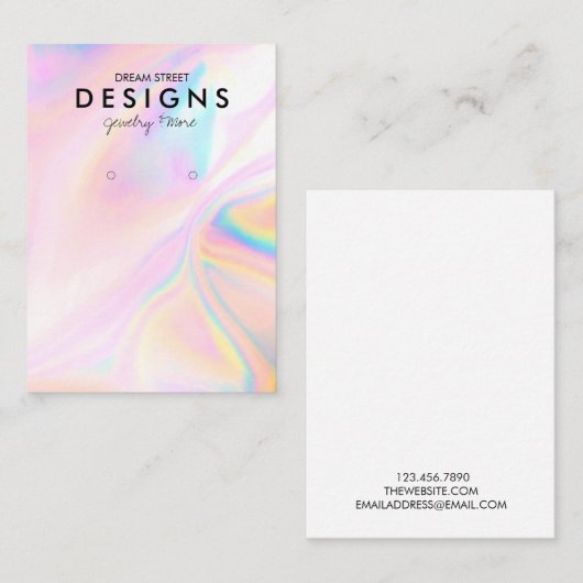 Roze Faux Holographic Trendy Earring Display Kaart Visitekaartje (Voorkant / Achterkant)