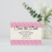 Roze Faux Kant/Crème Perkament Bewaar de datum Aankondigingskaart (Staand voorkant)