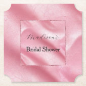 Roze Faux Leather Vrijgezellenfeest Kartonnen Onderzetters (Voorkant)