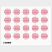 Roze faux Linen Burlap & White Floral Lace Ronde Sticker (Vel)