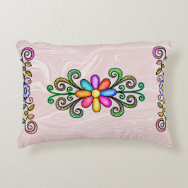 Roze Faux Marble & Doodles Accent Kussen