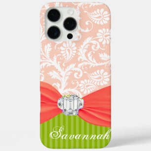 Roze Faux Rhinstone gepersonaliseerde Damask iPhon iPhone 16 Pro Max Hoesje