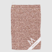 Roze Faux Roos Gold Glitter Monogram en naam Golfhanddoek (Voorkant)