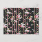 Roze faux roos goudstrepen  rozen floraal briefkaart (Voorkant)