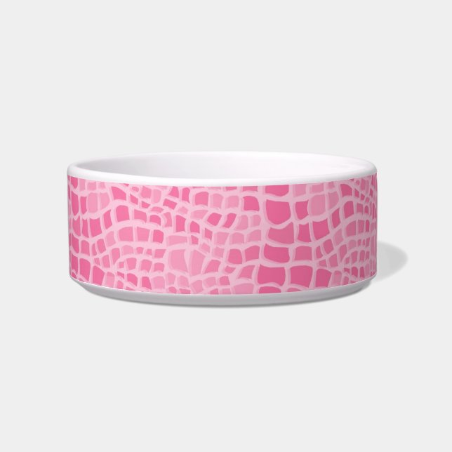 Roze Faux Snake Skin Pattern Pet Bowls Voerbakje (Voorkant)