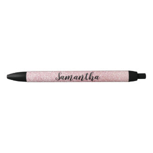 Roze Faux Sparkly Glitter Girly Naam Zwarte Ink Pe Inkt Pen