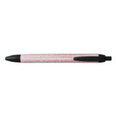 Roze Faux Sparkly Glitter Girly Naam Zwarte Ink Pe Zwarte Inkt Pen (Achterkant)