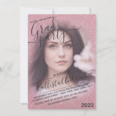 Roze faux Sparkly Glitter Ombre Foto Afstuderen Kaart (Voorkant)