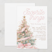 Roze Favoriete Dingen Cadeaubon Christmas Kaart (Voorkant / Achterkant)