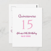 Roze fee 15e verjaardag eenvoudig moderne quincean briefkaart (Voorkant / Achterkant)