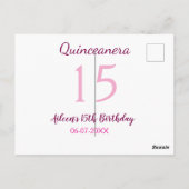 Roze fee 15e verjaardag eenvoudig moderne quincean briefkaart (Achterkant)