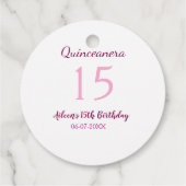 Roze fee 15e verjaardag eenvoudige moder quinceane bedankjes labels (Achterkant)