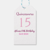 Roze fee 15e verjaardag eenvoudige moder quinceane cadeaulabel (Voorkant)