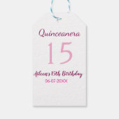 Roze fee 15e verjaardag eenvoudige moder quinceane cadeaulabel (Achterkant)