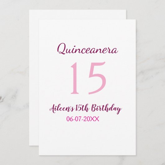 Roze fee 15e verjaardag eenvoudige moder quinceane feestdagenkaart (Voorkant / Achterkant)