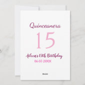 Roze fee 15e verjaardag eenvoudige moder quinceane feestdagenkaart (Achterkant)