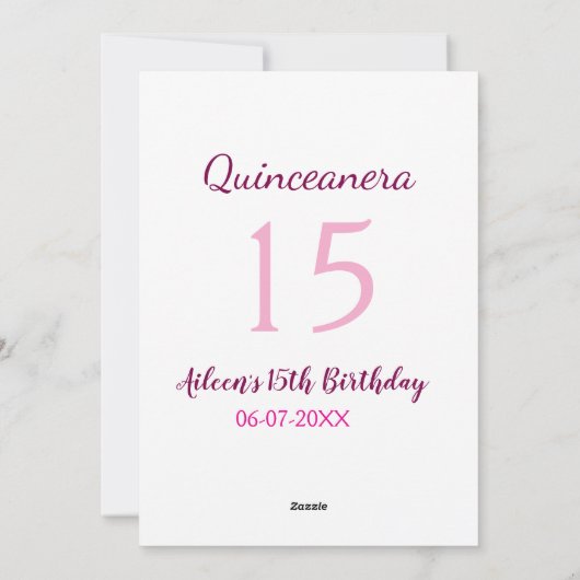 Roze fee 15e verjaardag eenvoudige moder quinceane feestdagenkaart (Achterkant)