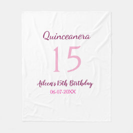 Roze fee 15e verjaardag eenvoudige moder quinceane fleece deken