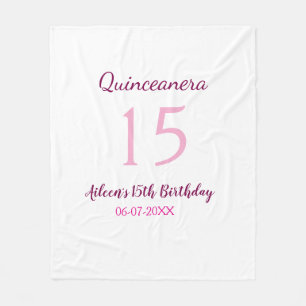 Roze fee 15e verjaardag eenvoudige moder quinceane fleece deken