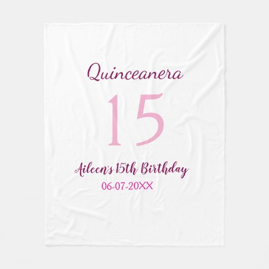 Roze fee 15e verjaardag eenvoudige moder quinceane fleece deken (Voorkant)