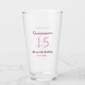 Roze fee 15e verjaardag eenvoudige moder quinceane glas (Achterkant)