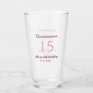 Roze fee 15e verjaardag eenvoudige moder quinceane glas