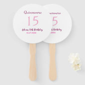 Roze fee 15e verjaardag eenvoudige moder quinceane handwaaier (Voorkant en achterkant)