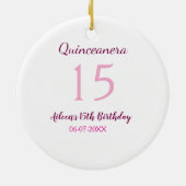 Roze fee 15e verjaardag eenvoudige moder quinceane keramisch ornament (Achterkant)