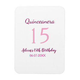 Roze fee 15e verjaardag eenvoudige moder quinceane magneet