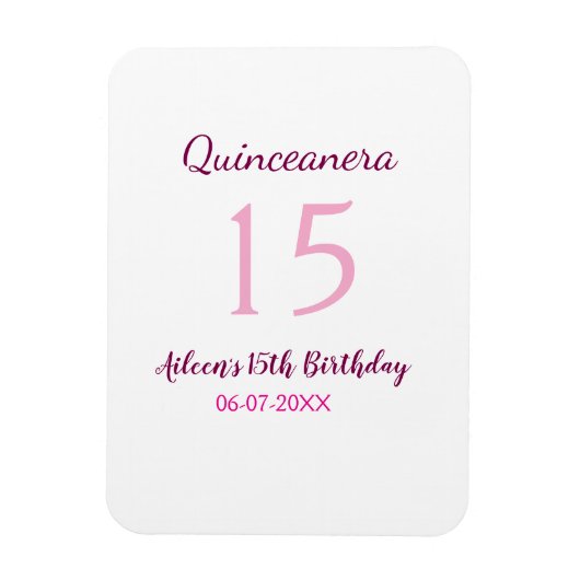 Roze fee 15e verjaardag eenvoudige moder quinceane magneet (Verticaal)