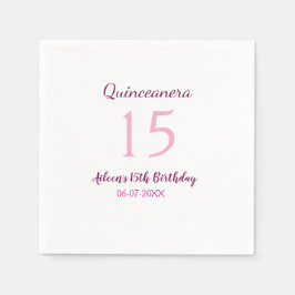 Roze fee 15e verjaardag eenvoudige moder quinceane servet