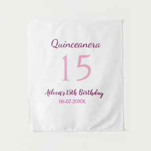 Roze fee 15e verjaardag eenvoudige moder quinceane wandkleed