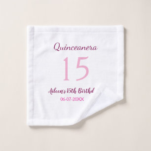 Roze fee 15e verjaardag eenvoudige moder quinceane washandje
