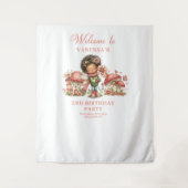 Roze Fee 2e Verjaardag Blos Bloemen Slinger Wandkleed (Voorkant)