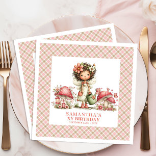 Roze Fee 2e Verjaardag Blush Bloemen Papieren Serv Servet